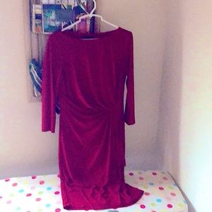 Women’s Cherry Red Drape High Neckline Dress
